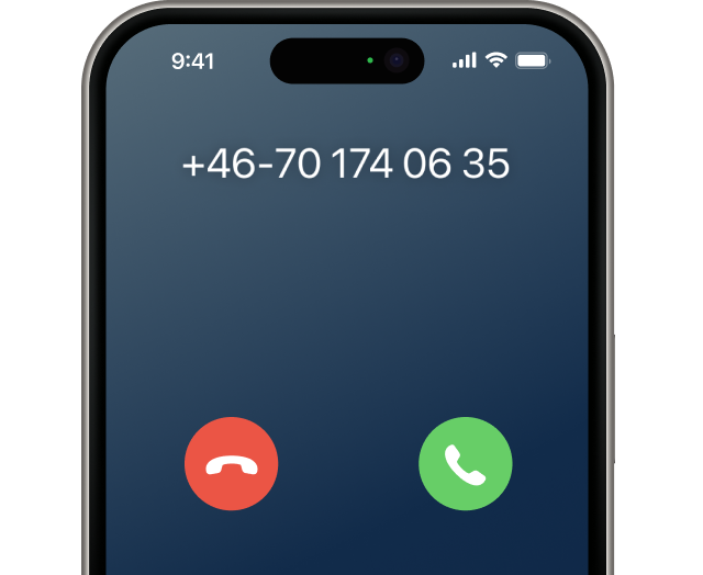 Phone of an incoming Swedish call